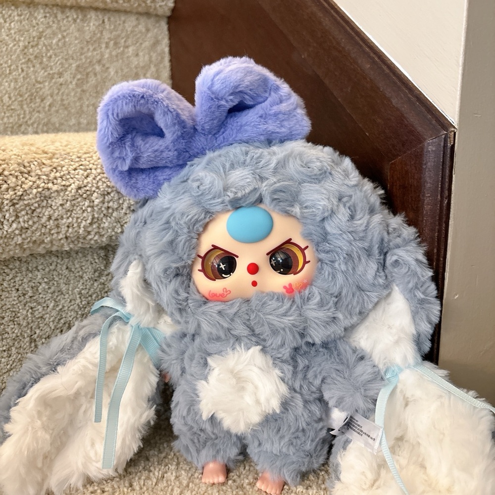 【Authentic】Baby Three Plush Bunny Pet Costume | Kawaii Blue & White Glass Eyes |